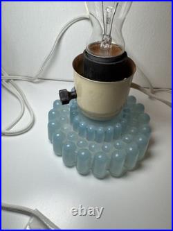 Vintage Art Deco Blue Frosted Bullet \ Skyscraper Boudoir Lamp