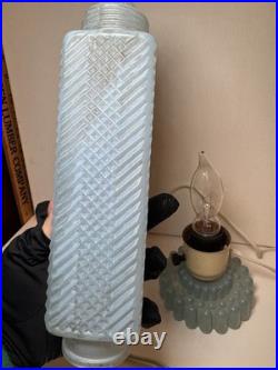 Vintage Art Deco Blue Frosted Bullet \ Skyscraper Boudoir Lamp