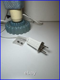 Vintage Art Deco Blue Frosted Bullet \ Skyscraper Boudoir Lamp