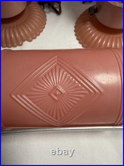 Vintage Art Deco Boudoir Lamps & Over The Bed 1930s Pink Depression Glass works
