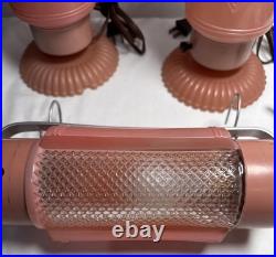Vintage Art Deco Boudoir Lamps & Over The Bed 1930s Pink Depression Glass works