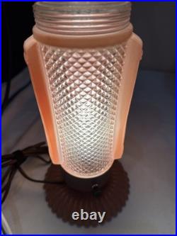 Vintage Art Deco Boudoir Lamps & Over The Bed 1930s Pink Depression Glass works