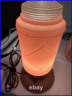 Vintage Art Deco Boudoir Lamps & Over The Bed 1930s Pink Depression Glass works