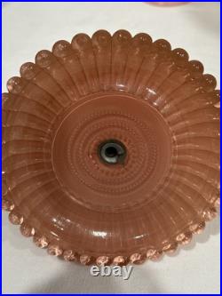 Vintage Art Deco Boudoir Lamps & Over The Bed 1930s Pink Depression Glass works
