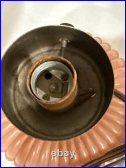 Vintage Art Deco Boudoir Lamps & Over The Bed 1930s Pink Depression Glass works