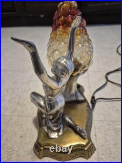 Vintage Art Deco Boudoir Table lamp Woman Dancer Winged Victory