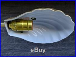 Vintage Art Deco Brass Adjustable-Height Floor Lamp Clam Shell Shade Light Alsy