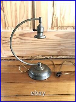 Vintage Art Deco Brass Arched Arm One-Light Table Desk Lamp Bryant Socket