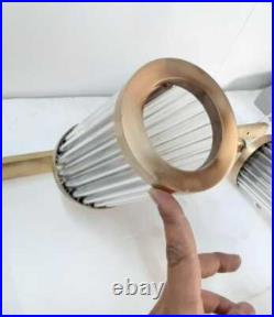 Vintage Art Deco Brass & Glass Rod Ship Wall Ceiling Fixture Hanging Light Lamp