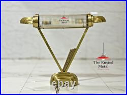 Vintage Art Deco Brass & Glass Rod Table Lamp Mid Century Modern Desk Light