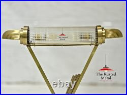 Vintage Art Deco Brass & Glass Rod Table Lamp Mid Century Modern Desk Light
