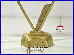 Vintage Art Deco Brass & Glass Rod Table Lamp Mid Century Modern Desk Light