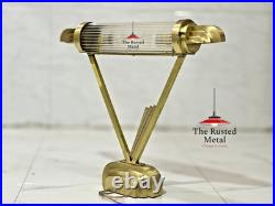 Vintage Art Deco Brass & Glass Rod Table Lamp Mid Century Modern Desk Light
