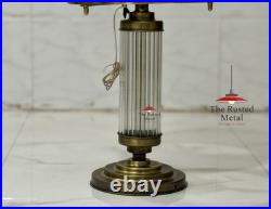 Vintage Art Deco Brass & Glass Rod Table Lamp Retro Desk Light Home Decor