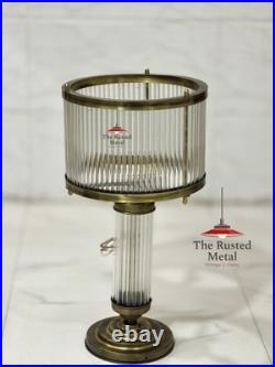 Vintage Art Deco Brass & Glass Rod Table Lamp Retro Desk Light Home Decor