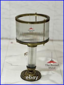 Vintage Art Deco Brass & Glass Rod Table Lamp Retro Desk Light Home Decor