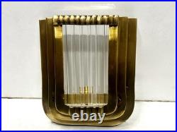 Vintage Art Deco Brass & Glass Rod Wall Ceiling Fixture Sconces Ship Light Lamp