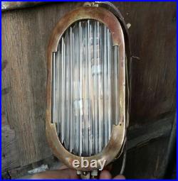 Vintage Art Deco Brass & Glass Rod Wall Ceiling Fixture Sconces Ship Light Lamp