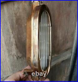 Vintage Art Deco Brass & Glass Rod Wall Ceiling Fixture Sconces Ship Light Lamp