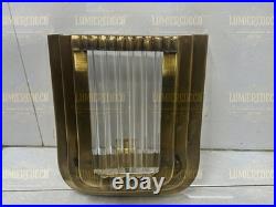 Vintage Art Deco Brass & Glass Rod Wall Ceiling Fixture Sconces Ship Light Lamp