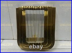 Vintage Art Deco Brass & Glass Rod Wall Ceiling Fixture Sconces Ship Light Lamp