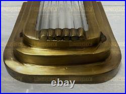Vintage Art Deco Brass & Glass Rod Wall Ceiling Fixture Sconces Ship Light Lamp