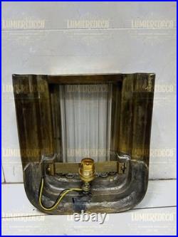 Vintage Art Deco Brass & Glass Rod Wall Ceiling Fixture Sconces Ship Light Lamp