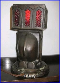 Vintage Art Deco Brass Seated Elephant Mood Lamp Germany 1930s
