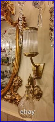 Vintage Art Deco Brass Wall Light Glass Rod Sconce Fixture Wall Mounted Lamp