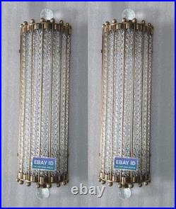 Vintage Art Deco Brass Wall Sconce Ribbed Glass Rod Ship Light Antique Lamp