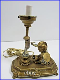 Vintage Art Deco Bronze Brass Tone Boy Painting Figure Figurine Lamp