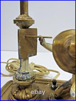 Vintage Art Deco Bronze Brass Tone Boy Painting Figure Figurine Lamp