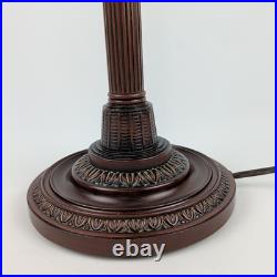 Vintage Art Deco Bronze Floral Frosted Glass 2 Lights Home Decor Lamp 20 Tall