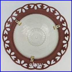 Vintage Art Deco Bronze Floral Frosted Glass 2 Lights Home Decor Lamp 20 Tall