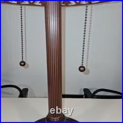 Vintage Art Deco Bronze Floral Frosted Glass 2 Lights Home Decor Lamp CLEAN