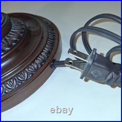 Vintage Art Deco Bronze Floral Frosted Glass 2 Lights Home Decor Lamp CLEAN