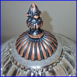 Vintage Art Deco Bronze Floral Frosted Glass 2 Lights Home Decor Lamp CLEAN