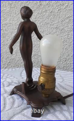Vintage Art Deco Bronze Nude Lady Lamp Woman Frosted Glass Shade Flapper Leviton Vintage Art Deco Bronze Nude Lady Lamp Woman Frosted Glass Shade Flapper Leviton