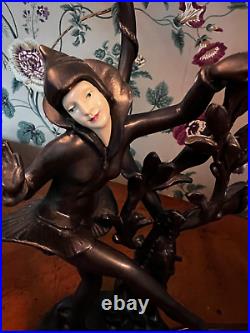 Vintage Art Deco Bronze Signed Emile Bruchon Nymph Lamp