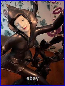 Vintage Art Deco Bronze Signed Emile Bruchon Nymph Lamp