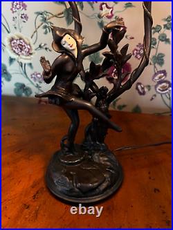 Vintage Art Deco Bronze Signed Emile Bruchon Nymph Lamp