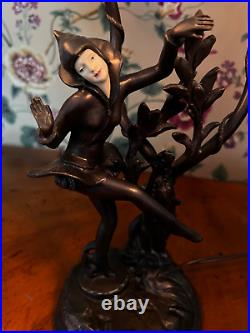 Vintage Art Deco Bronze Signed Emile Bruchon Nymph Lamp
