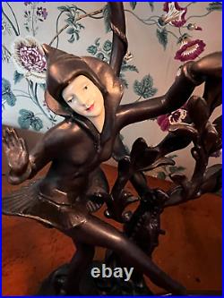 Vintage Art Deco Bronze Signed Emile Bruchon Nymph Lamp