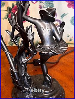 Vintage Art Deco Bronze Signed Emile Bruchon Nymph Lamp