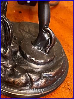 Vintage Art Deco Bronze Signed Emile Bruchon Nymph Lamp