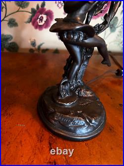 Vintage Art Deco Bronze Signed Emile Bruchon Nymph Lamp