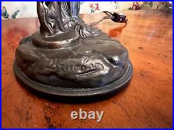 Vintage Art Deco Bronze Signed Emile Bruchon Nymph Lamp