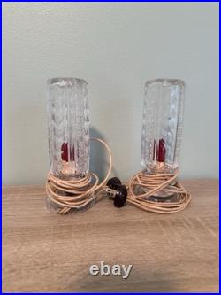 Vintage Art Deco Bullet Torpedo Skyscraper Glass Boudoir Table Lamps