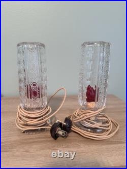 Vintage Art Deco Bullet Torpedo Skyscraper Glass Boudoir Table Lamps