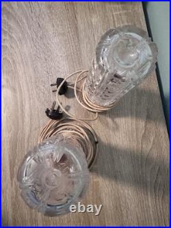 Vintage Art Deco Bullet Torpedo Skyscraper Glass Boudoir Table Lamps